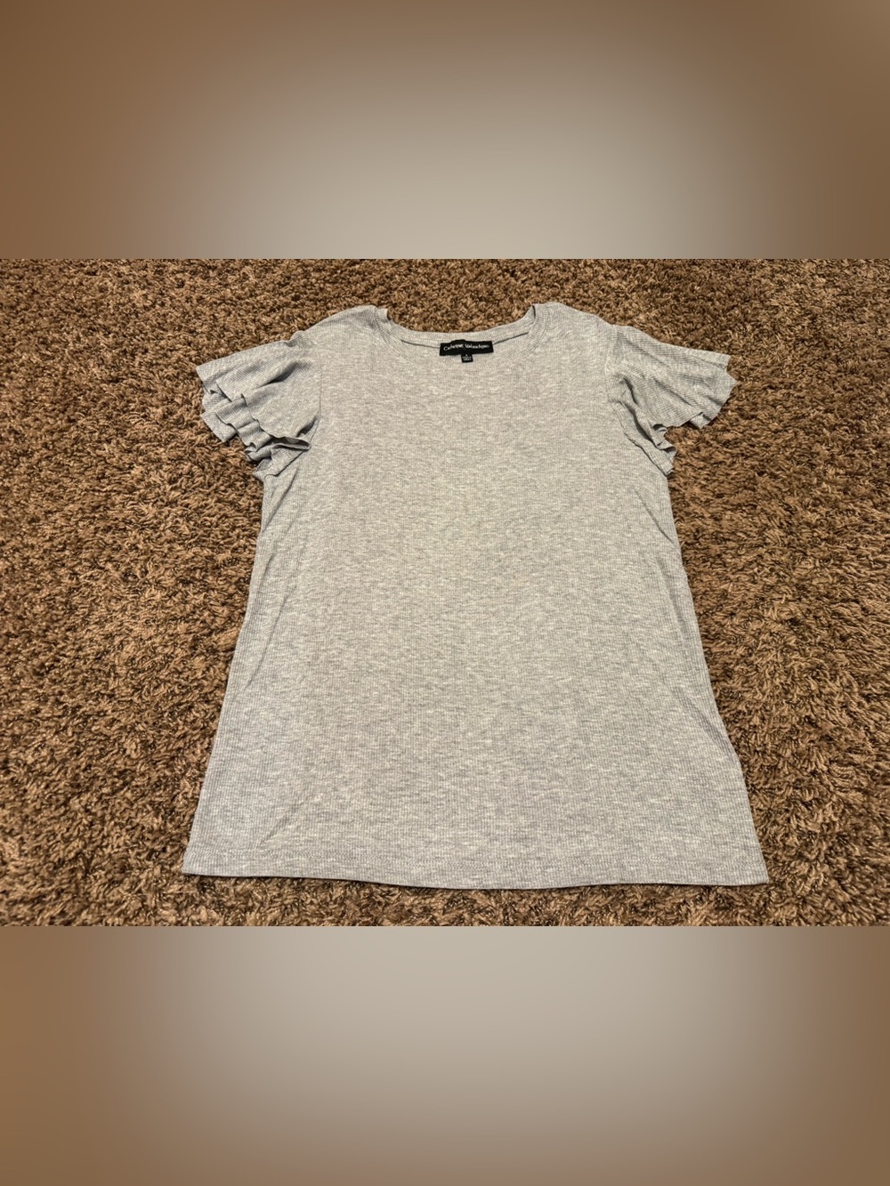 Catherine Malandrino Gray Ribbed Short Sleeve Shirt
